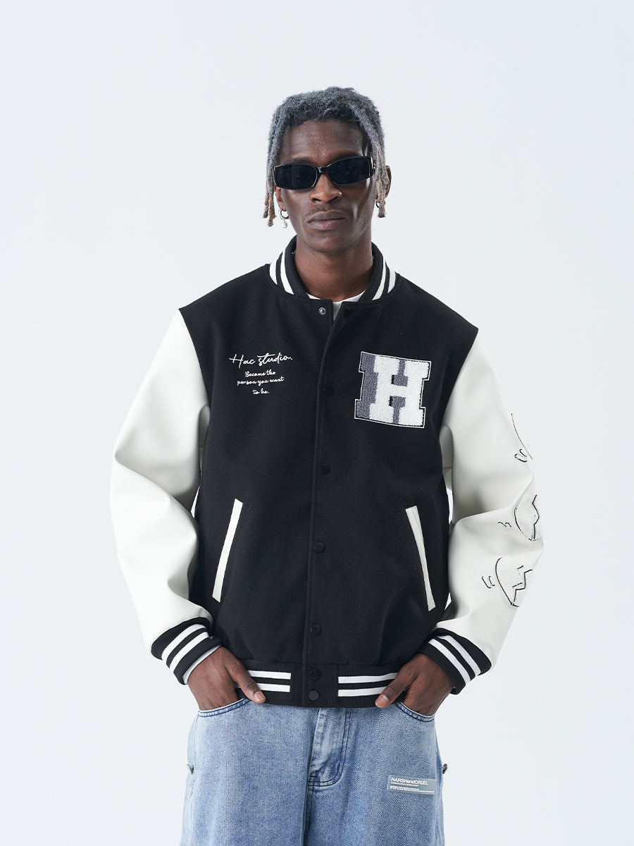 Embroidered Broken Hearts Varsity Jacket