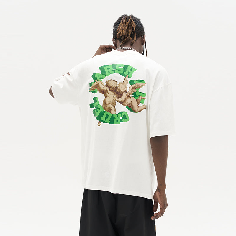 3D Logo Ring Angels Statue Printed Tee