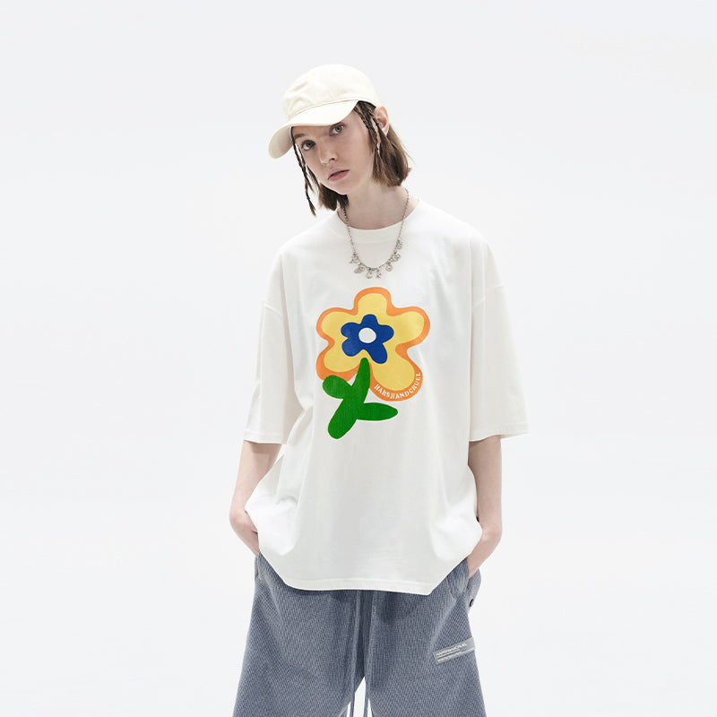 Handpainted Flower Printed Tee