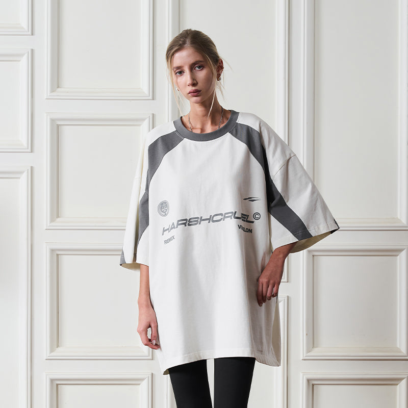 Stitching Round Neck Logo Tee