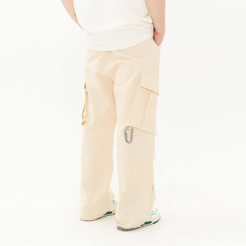 Irregular Pleated Carabiner Loose Trousers