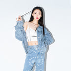 3D Circles All Over Denim Jacket