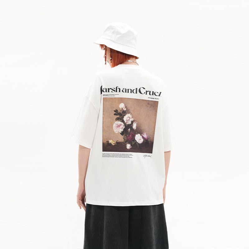 Oil Painting Flowers Loose Printed Tee
