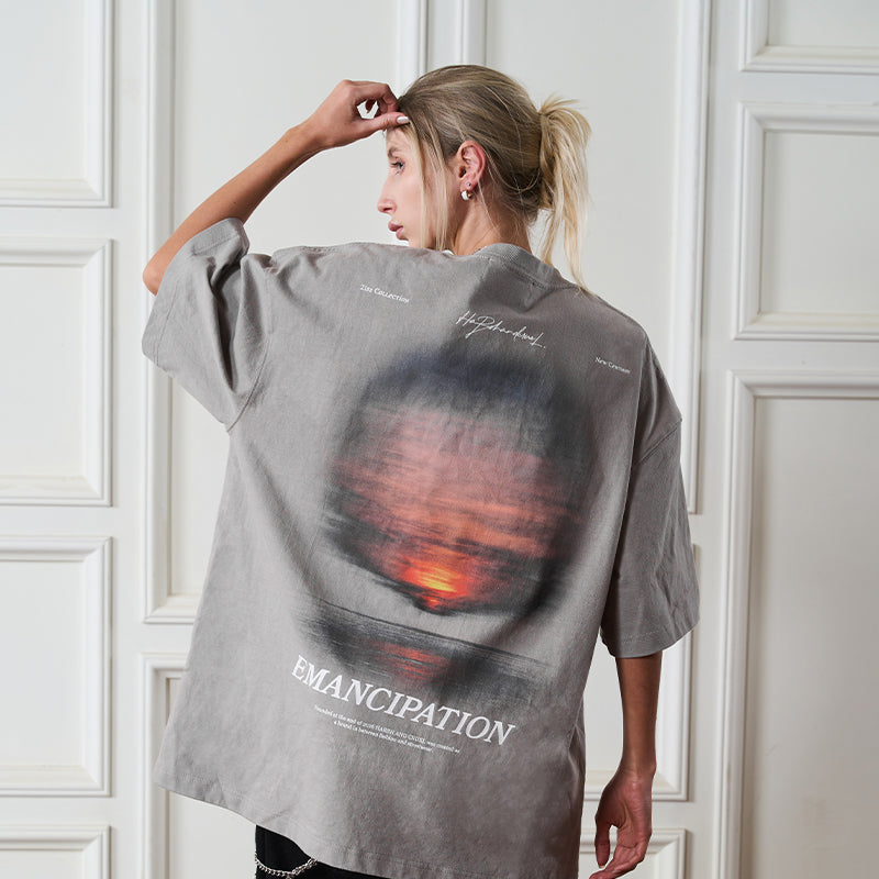 Oil Painting Beach Sunset Tee