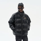 Cartoon Face Faux Crocodile Leather Down Jacket