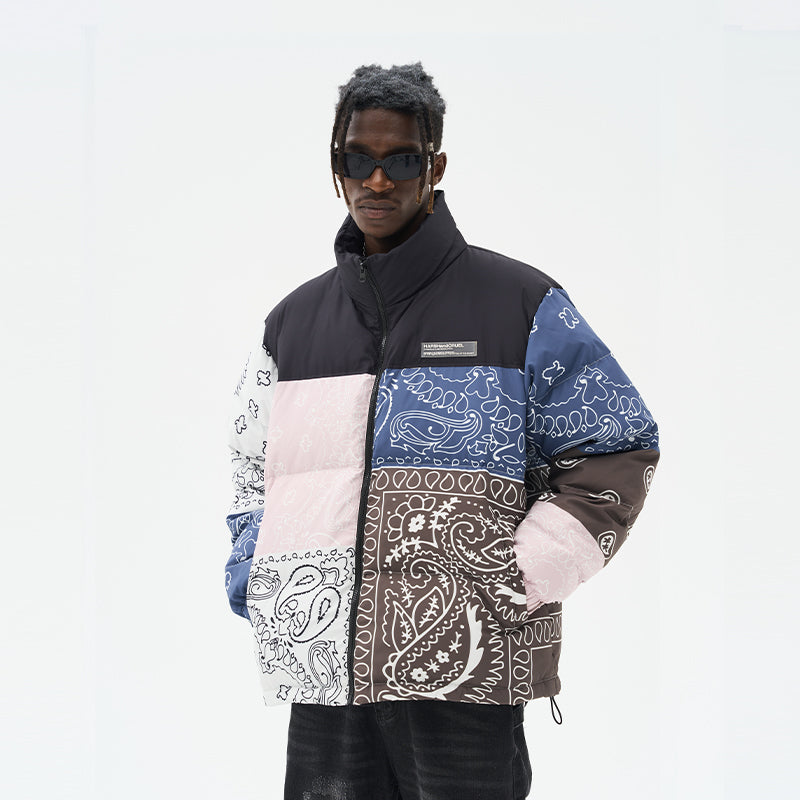 Stand Up Collar Cashew Panels Printed Jacket