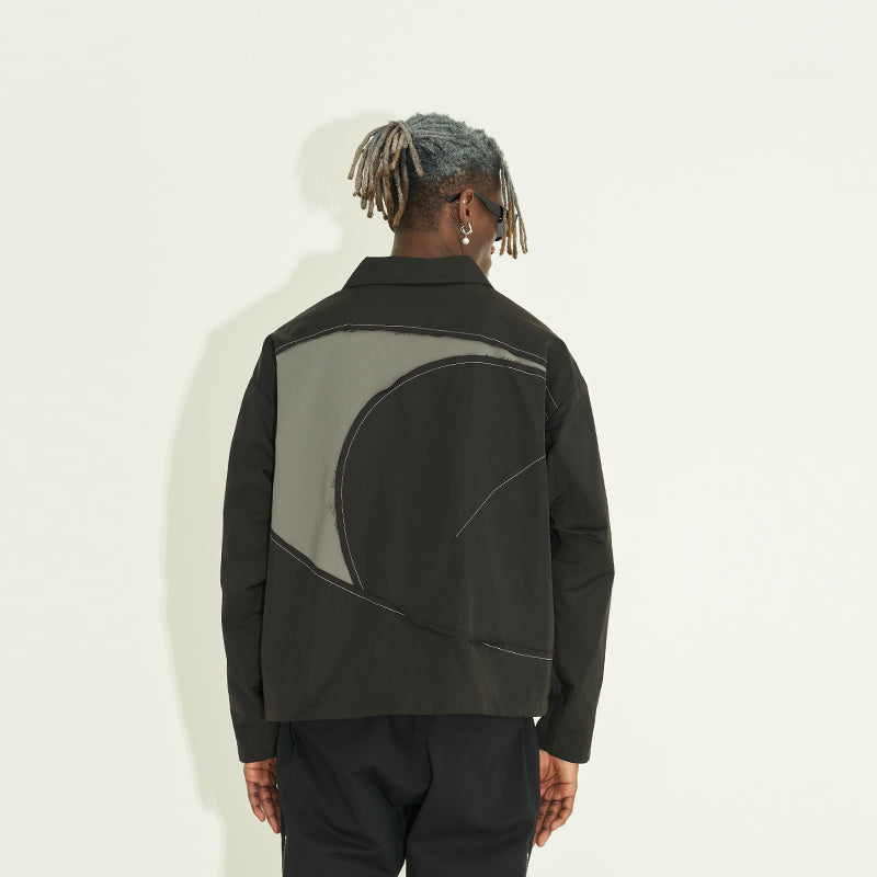 Contrast Stitching Curved Jacket