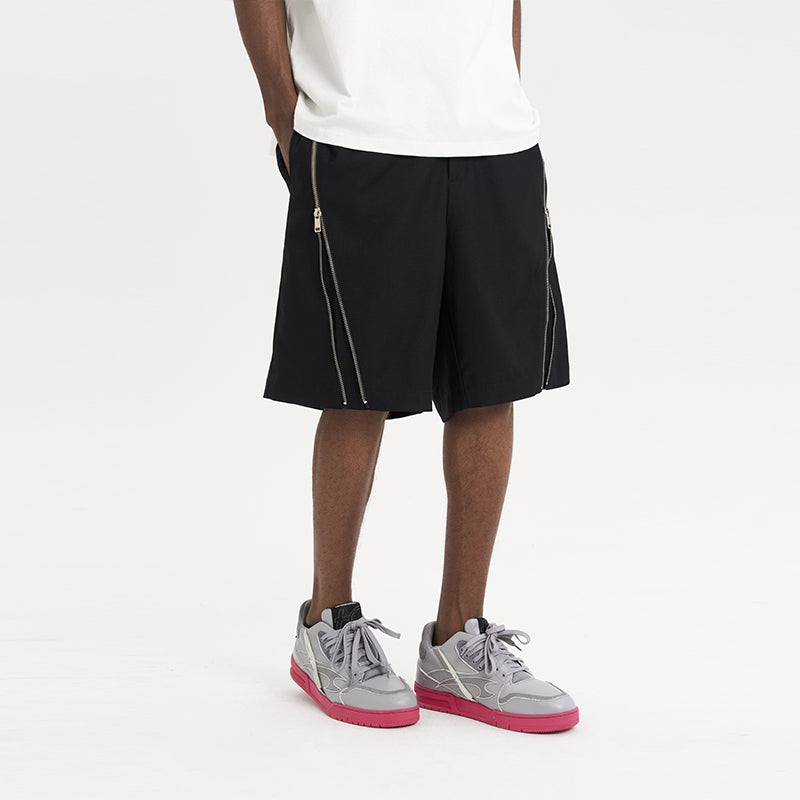 Double Zipper Loose Suit Shorts