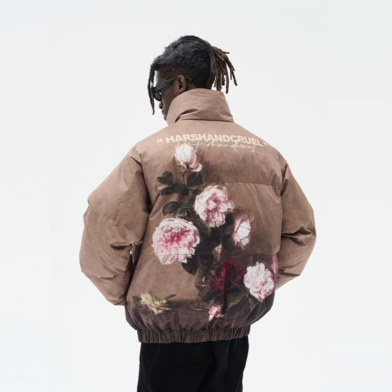 Vintage Oil Painting Full Print Down Jacket