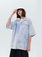 Monet Oil Painting Charing Cross Bridge Cuban Shirt