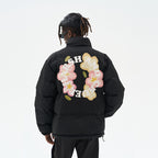 Handpainted Cartoon Flowers Logo Ring Down Jacket