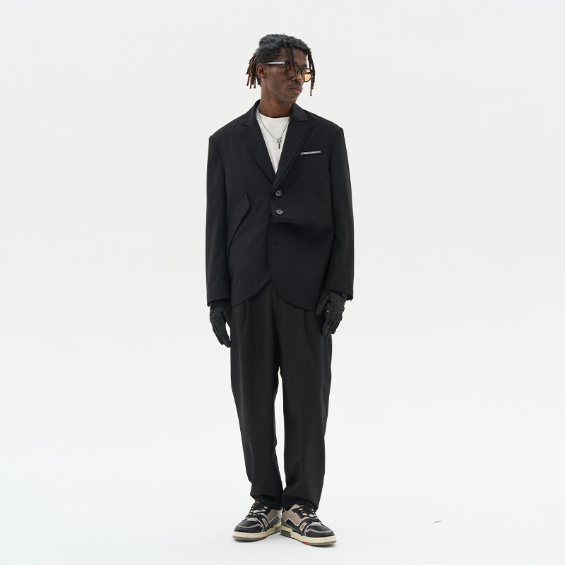 Asymmetric Pocket Deconstructed Suit jacket