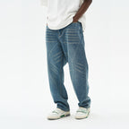 Heavy Washed Striped Loose Denim