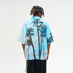Handpainted Palms Gothic Logo Cuban Shirt