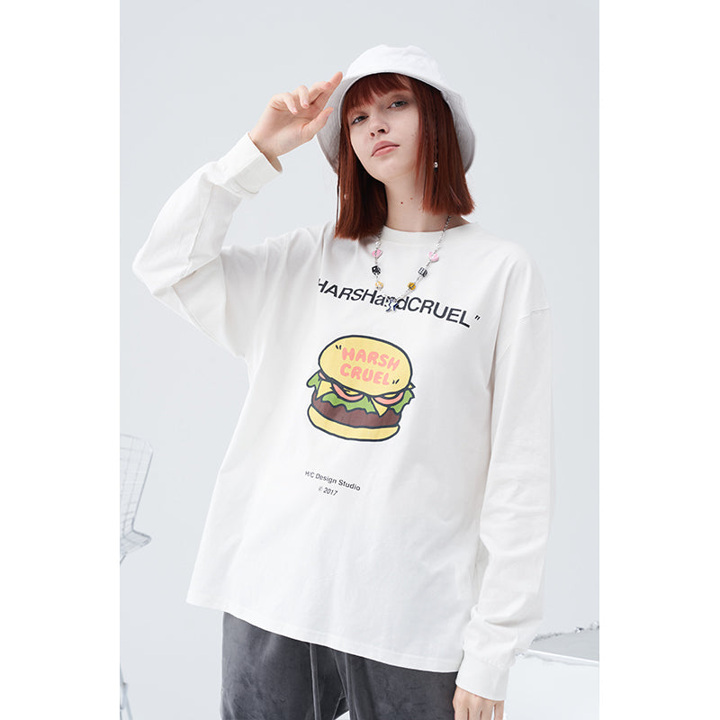 Burger Print Logo Long Sleeve Tee