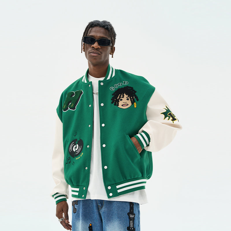 Eight Ball Vinile Embroidered Varsity Jacket