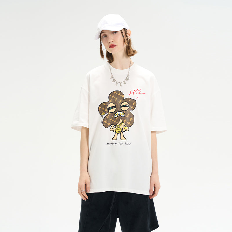 Cartoon Flower Printed Tee