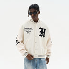 Gothic Logo Embroidered Sherpa Varsity Jacket
