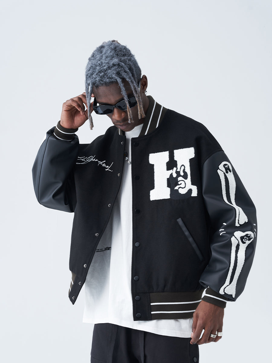 Skeleton Woolen Varsity Jacket