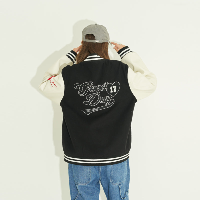 Good Day Embroidered Varsity Jacket