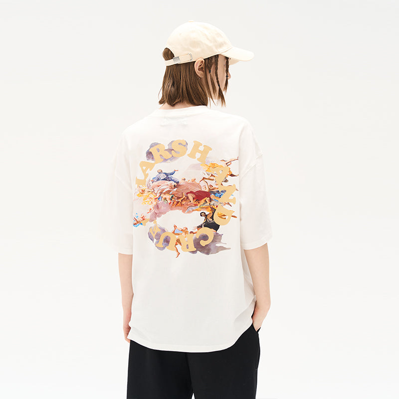 Oil Painting Paradise Circle Logo Printed Tee