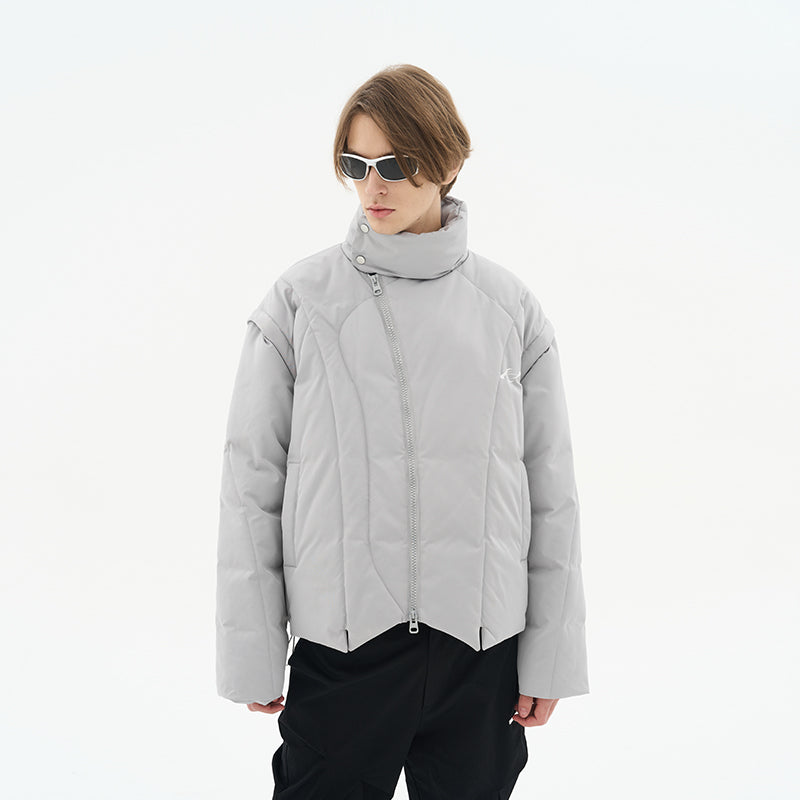 Asymmetrical Zipper Stitched Padded Jacket