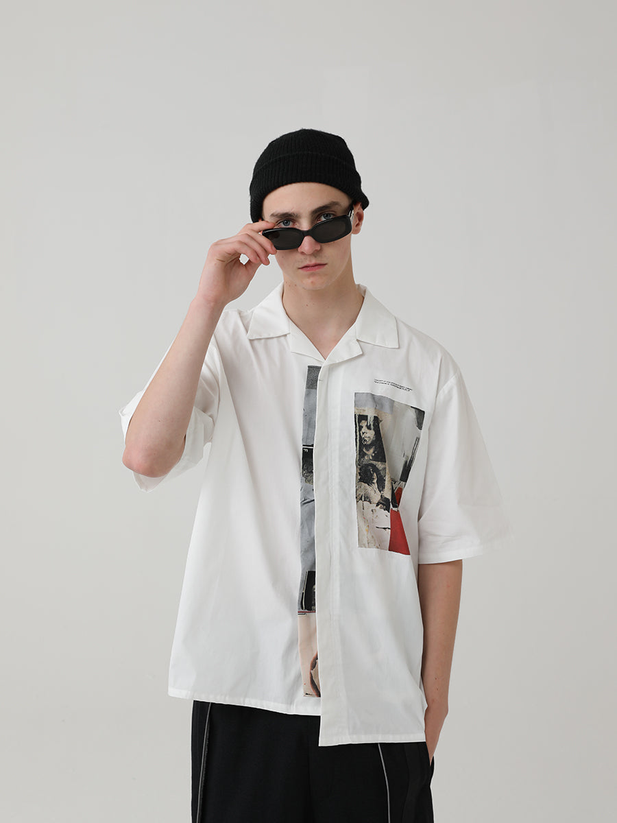 Hollow Asymmetrical Cuban Shirt
