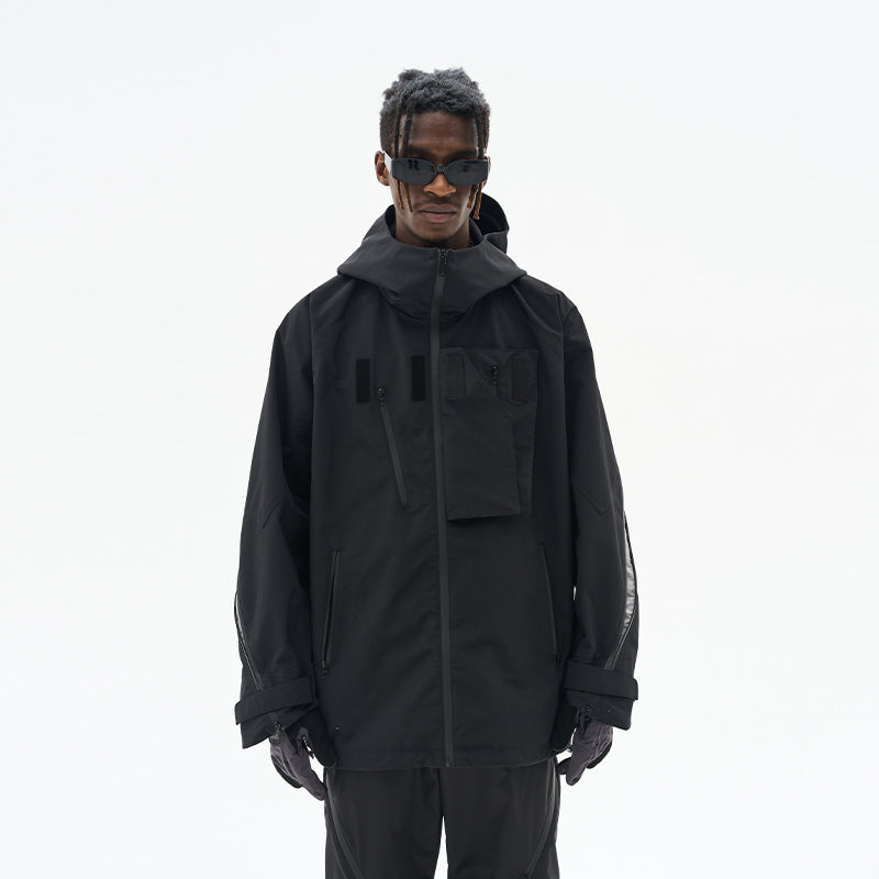 Deconstructed Functional Rubberized Zipper Jacket