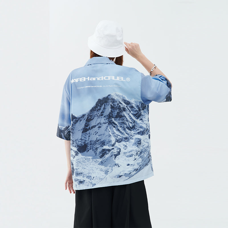 Ice Mountain Print Cuban Shirt