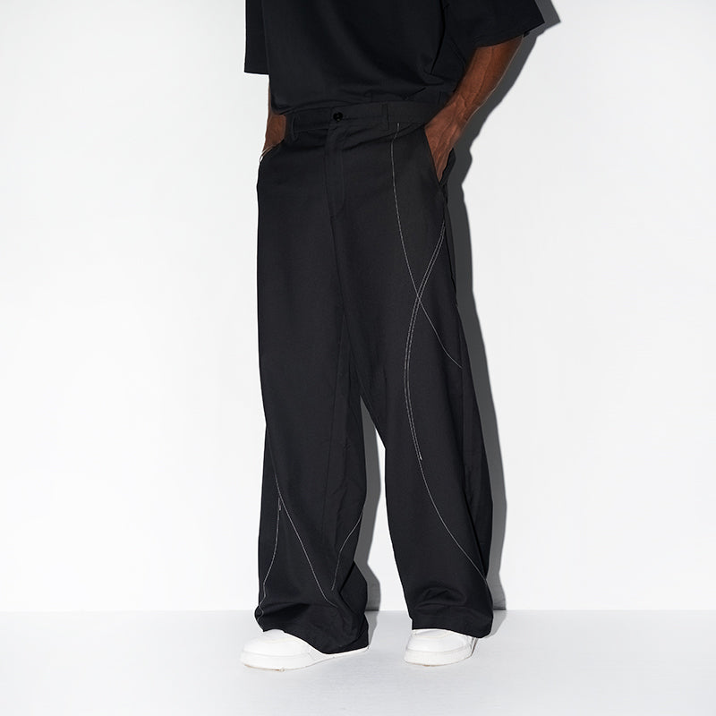 Deconstructed Asymmetric Nylon Pants