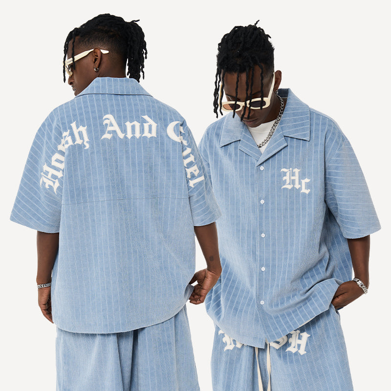 Gothic Logo Checkered Cuban Shirt