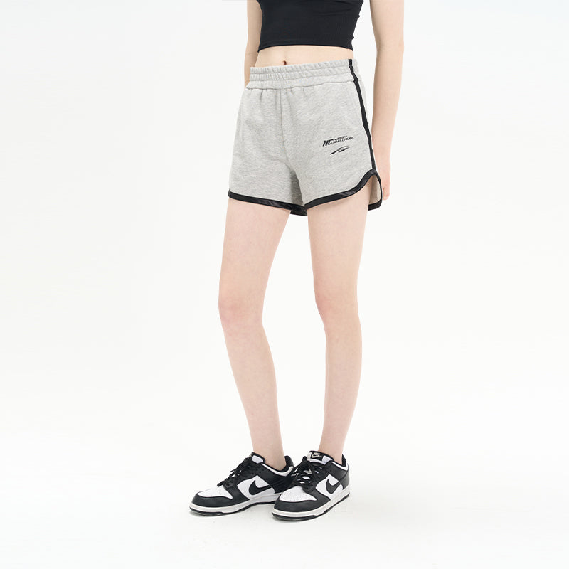 High Waist Striped Logo Shorts