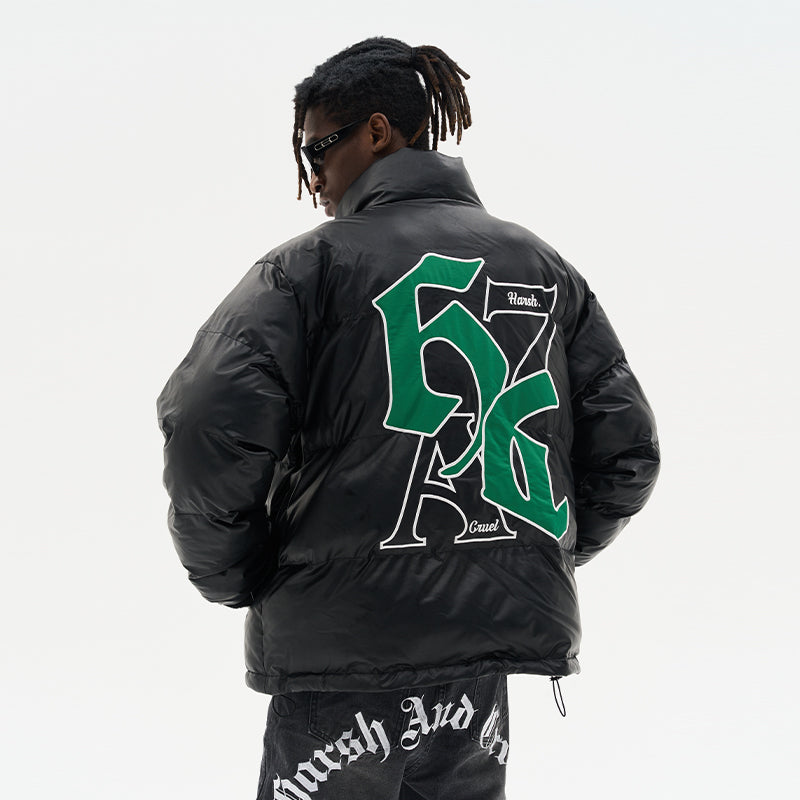 Goth Font Printed Down Jacket