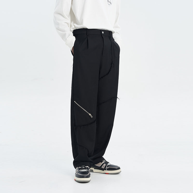 Deconstructed Zipper Suit Trousers