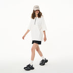 Irregular Round Neck Zipper Tee