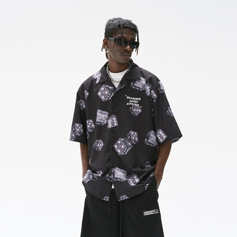 3D Dice Full Print Cuban Shirt