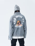 3D Angel Ring Denim Jacket