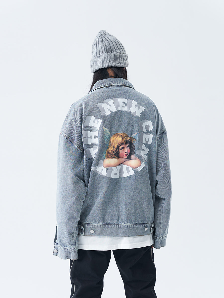 3D Angel Ring Denim Jacket