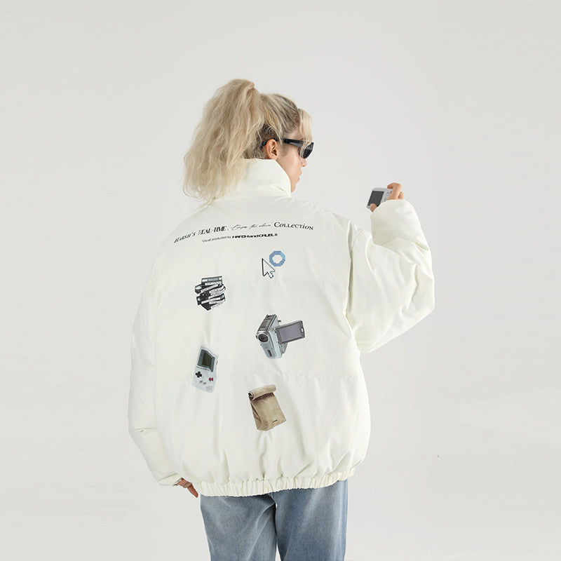 Retro Nostalgia Printed Down Jacket