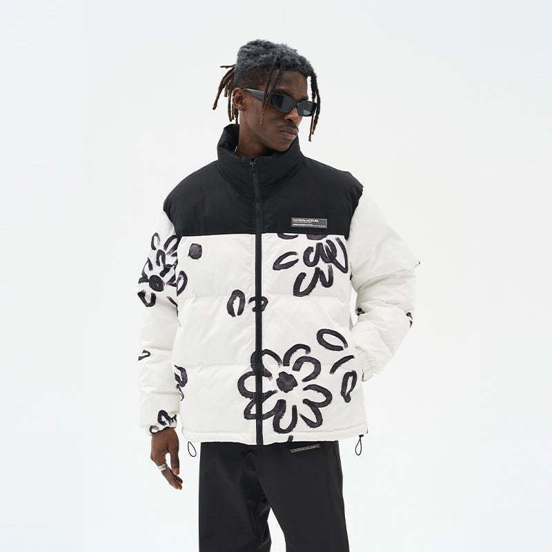 Watercolor Flowers Printed Down Jacket