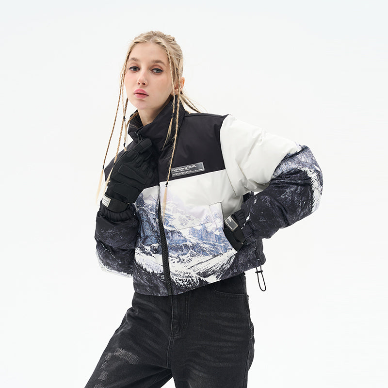 Snow Mountain Printed Crop Jacket