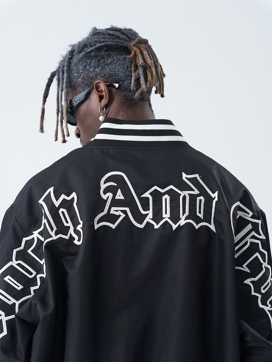 Gothic Logo Embroidered Varsity Jacket