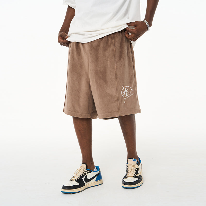 Embroidered Boxing Logo Velvet Shorts