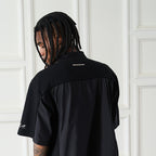 Splicing Embroidered Zipper Polo Shirt