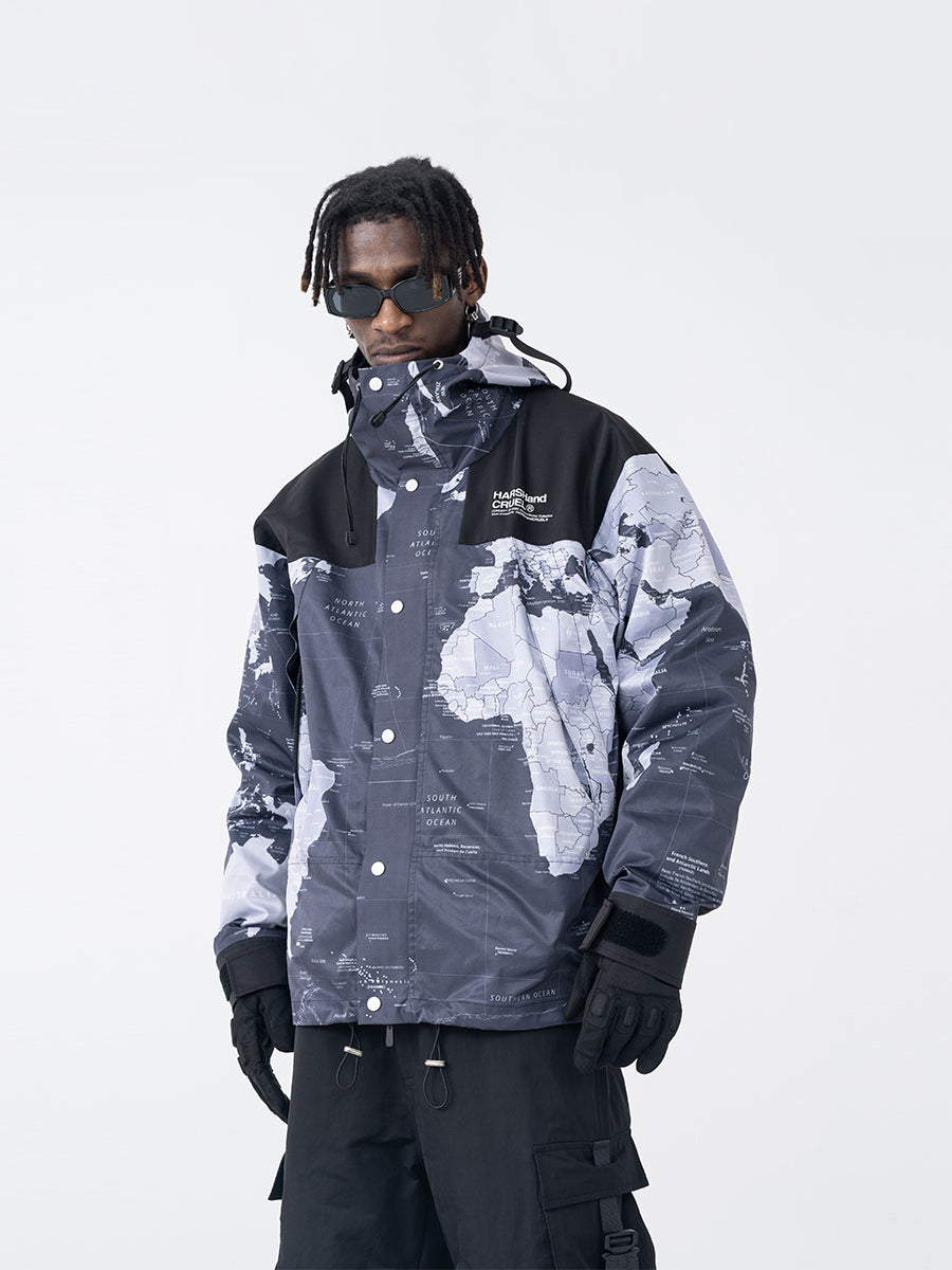 World Map Functional Hooded Jacket