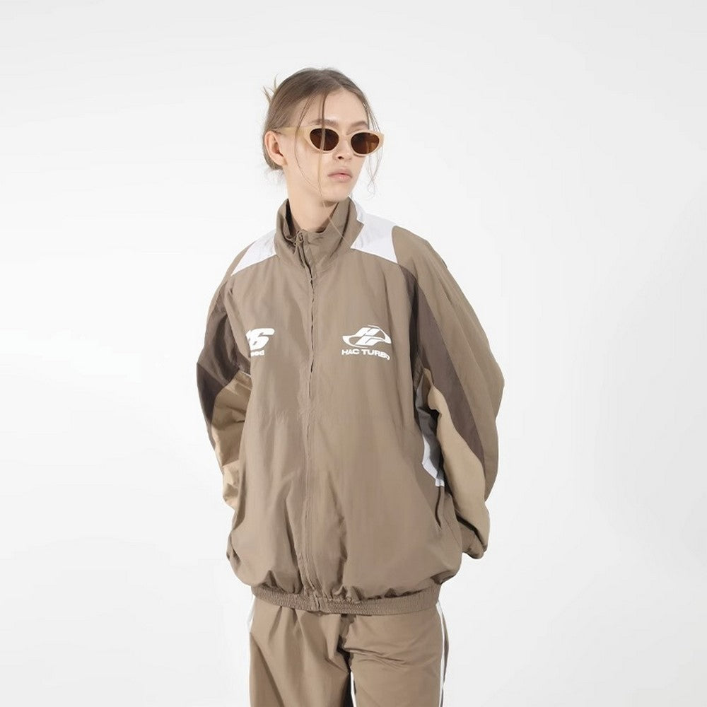 Contrast Stitching Logo Racing Jacket