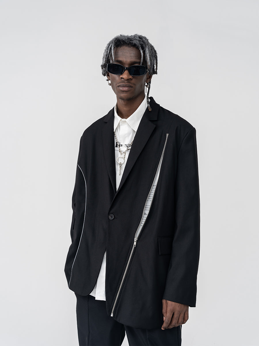 Asymmetrical Zipper Suit
