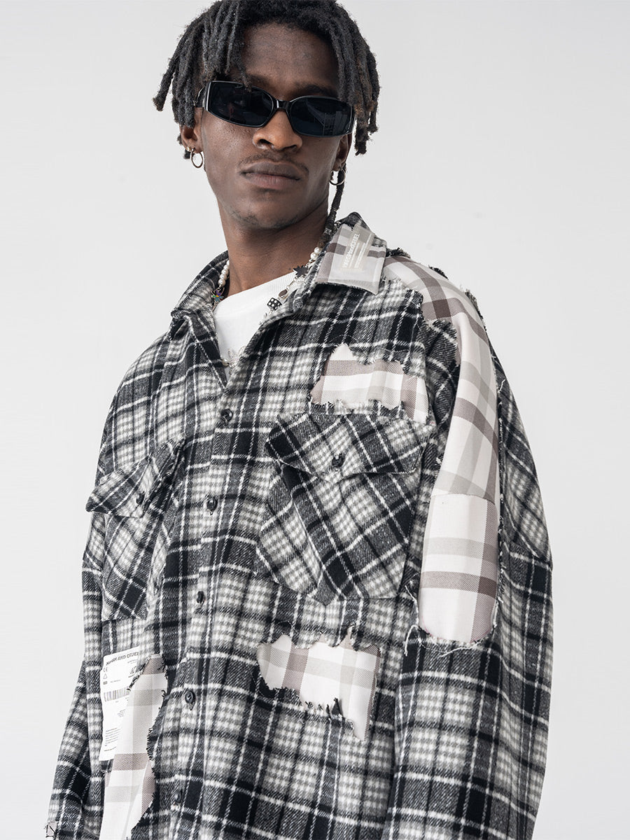 Deconstructed Plaid Flannel Shirt