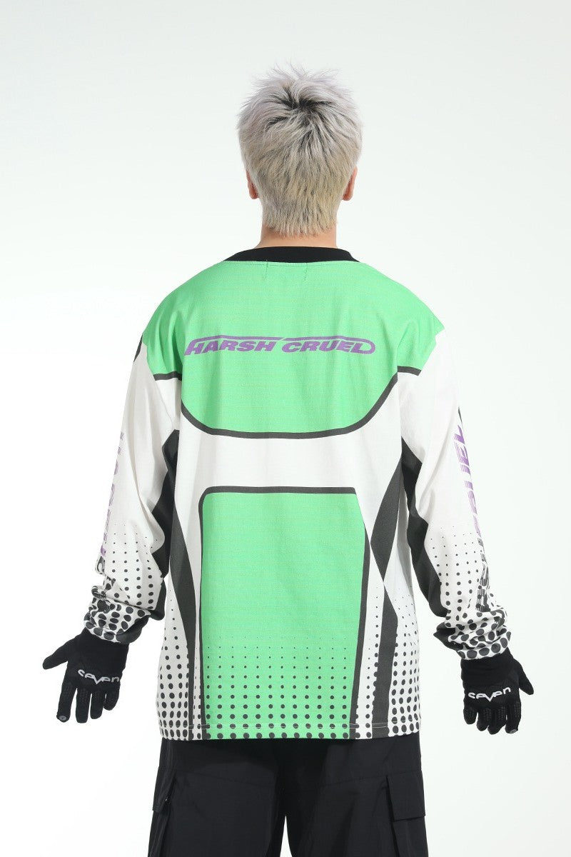 Round Neck Logo Racing L/S Tee