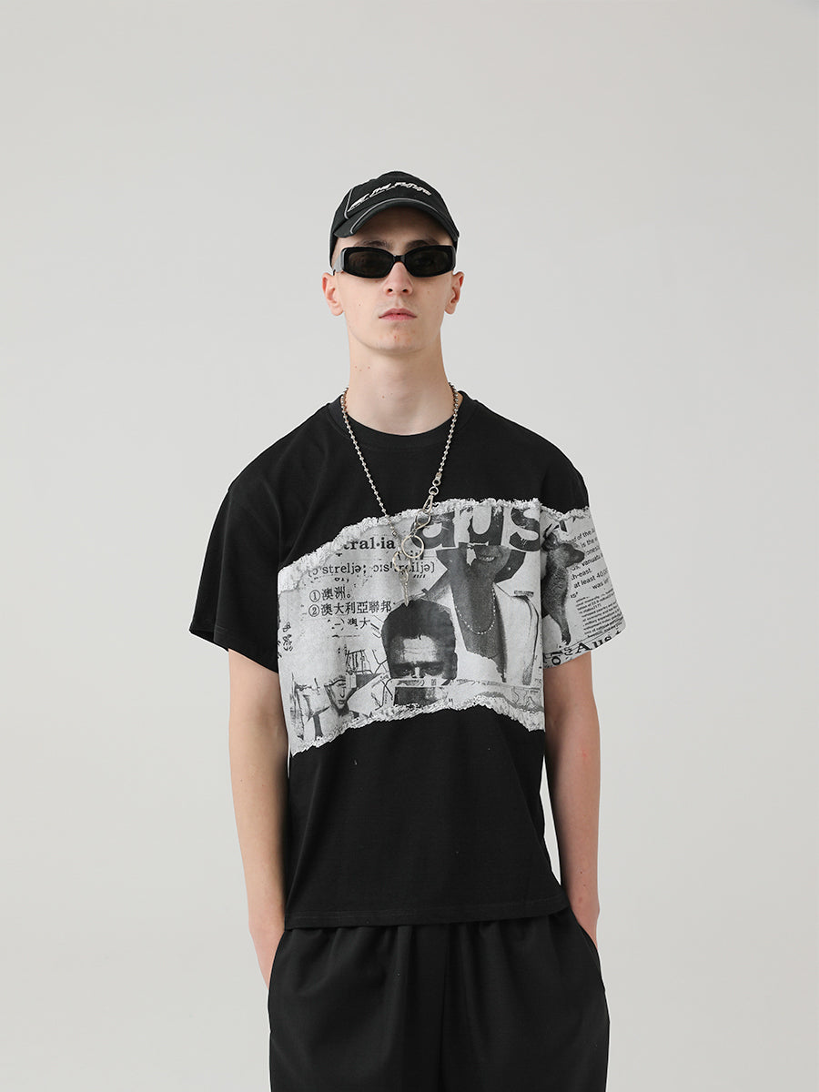 Old Newspaper Printed Tee – Harsh and Cruel